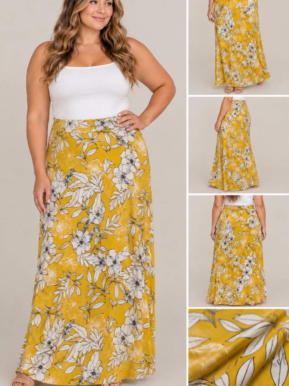 Yellow Floral Maxi Skirt - Women's